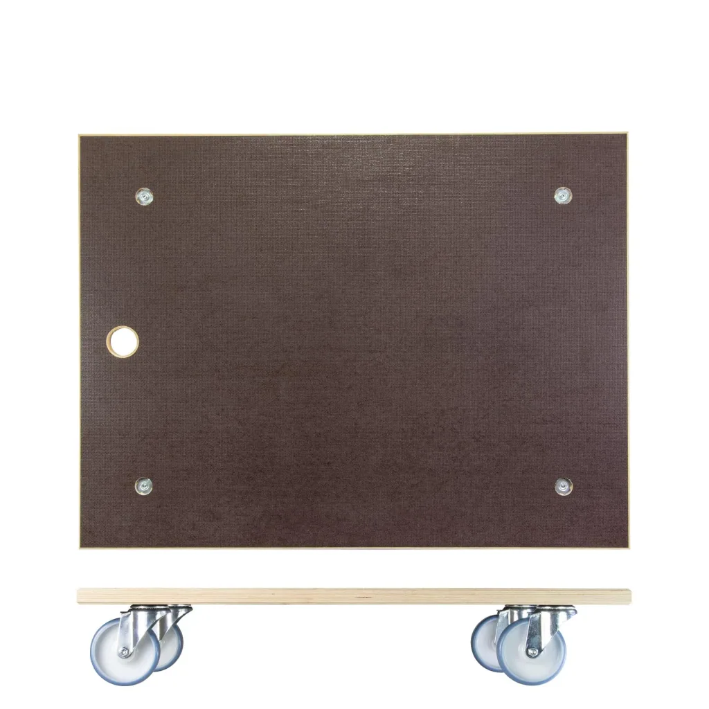 Transporthilfe MM 1147, 78 x 59 x 15 cm, softe Rollen Ø 100 mm, Rollenlager, Platte Maxigrip FSC®, Tragkraft 500 kg