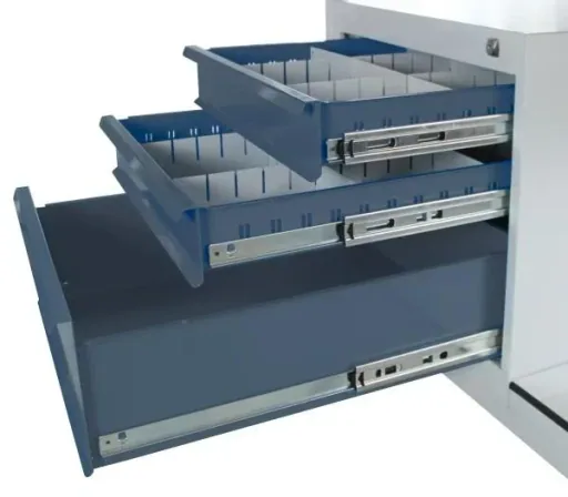 Werkbank Eko, 3 Schubladen, RAL 7035/7016, L1200xB600xH825mm,
