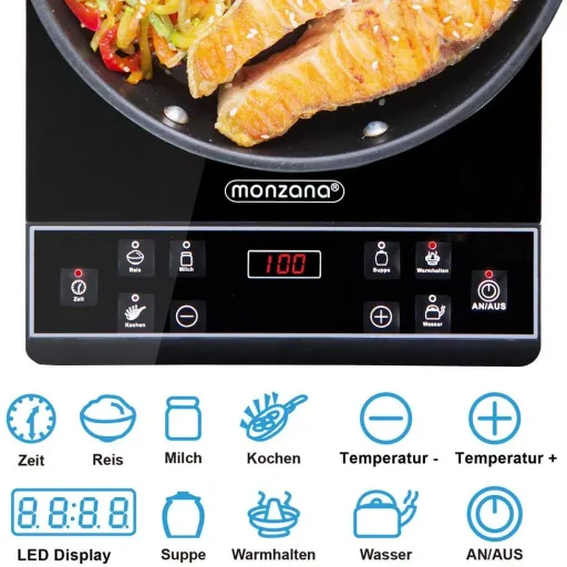 Induktionskochplatte mit Zeitschaltuhr - 2000W - 230V - LED-Anzeige