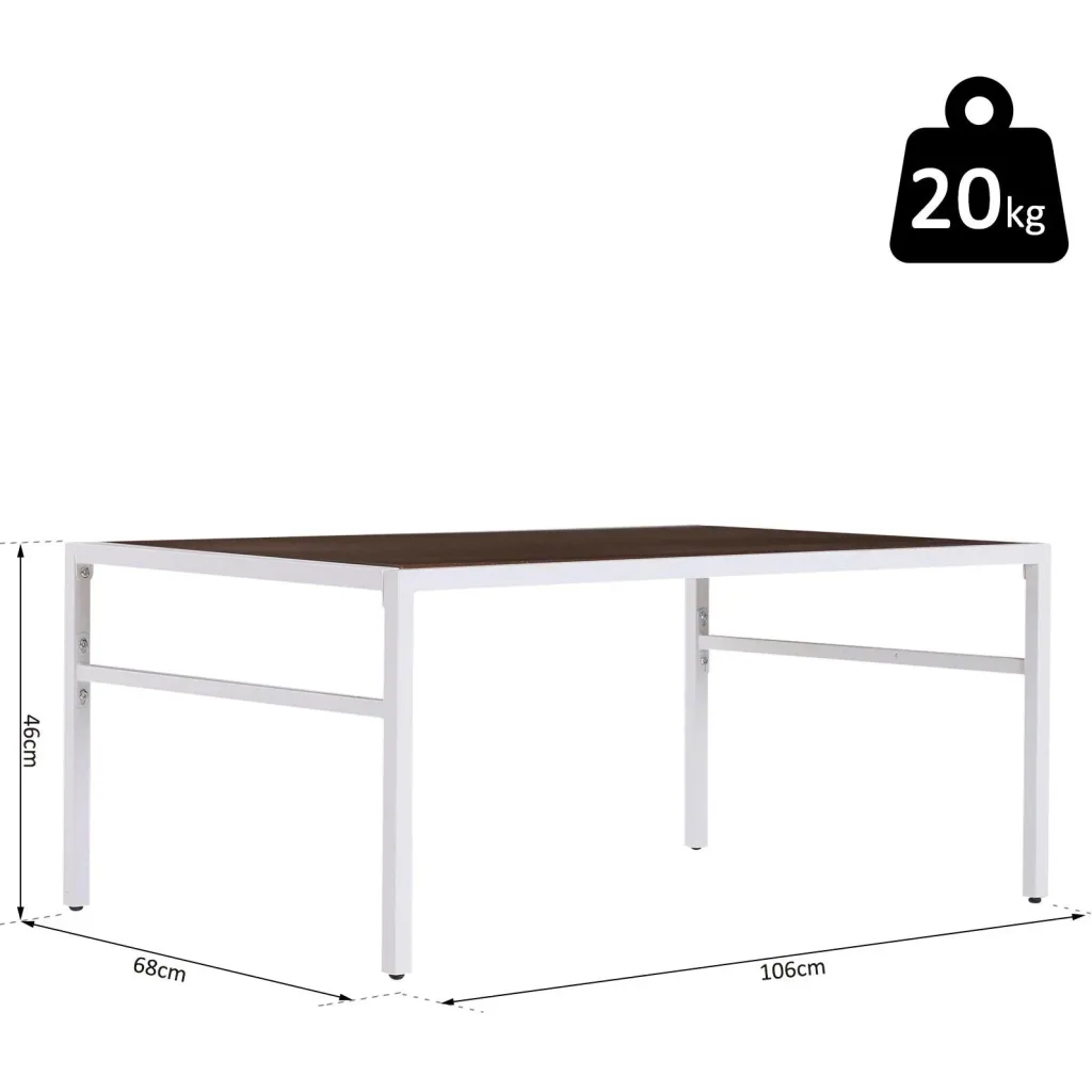 Vintage Couchtisch Beistelltisch Wohnzimmertisch Sofatisch Metallgestell gemasert 106 x 68 x 46 cm