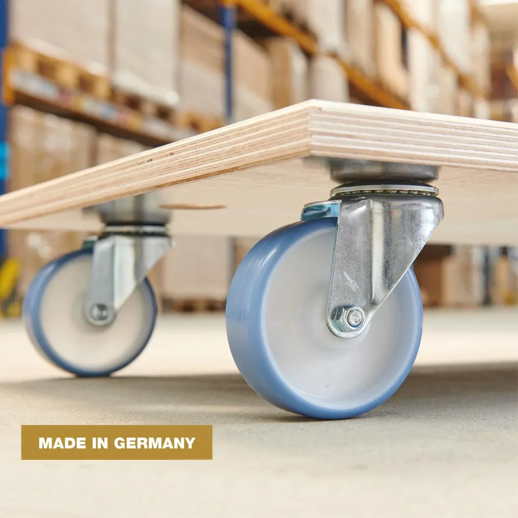 Transporthilfe MM 1146, 78 x 49 x 15 cm, softe Rollen Ø 100 mm, Rollenlager, Platte Maxigrip FSC®, Tragkraft 500 kg