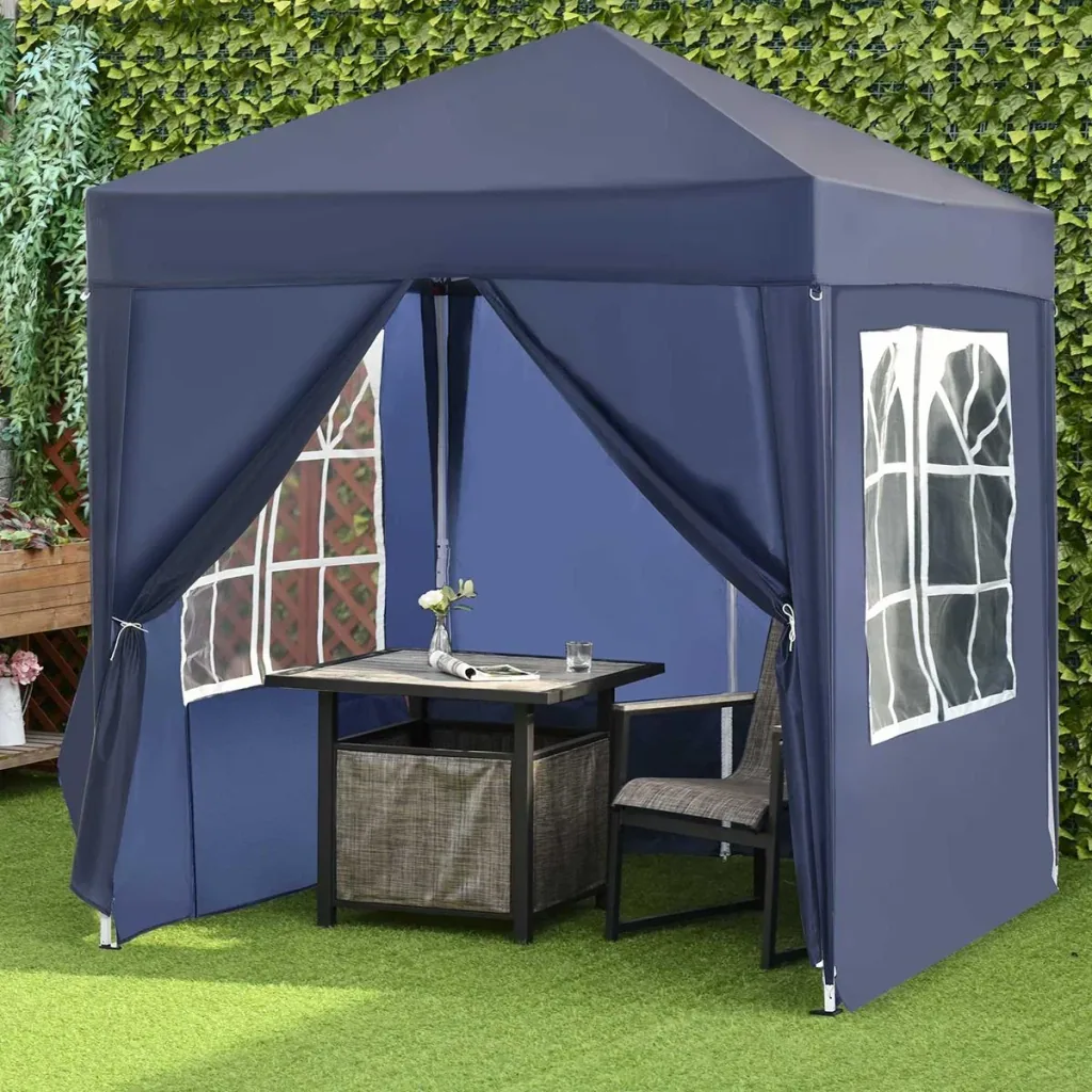 Pavillon 2x2m Faltpavillon 4 Seitenwände mit Fenster Tür mit Reißverschluss Festzelt Gartenzelt Pop-Up-Pavillon inkl. He