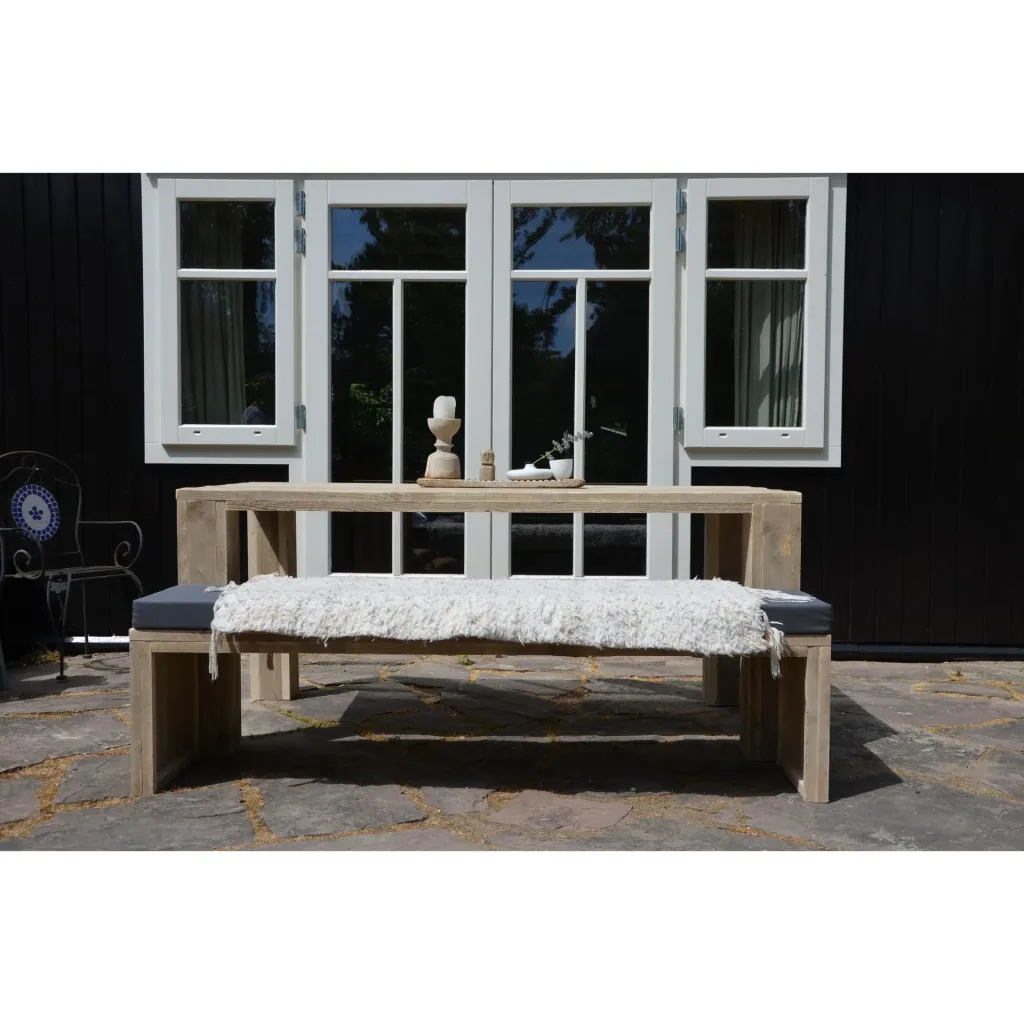 Gartenbankgerüst Holz 160 cm inkl. Wasser- und schmutzabweisendem Kissen Anthrazit