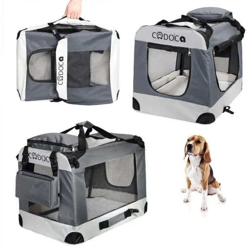 Hundetransportbox XXL 92 x 64 x 64cm grau