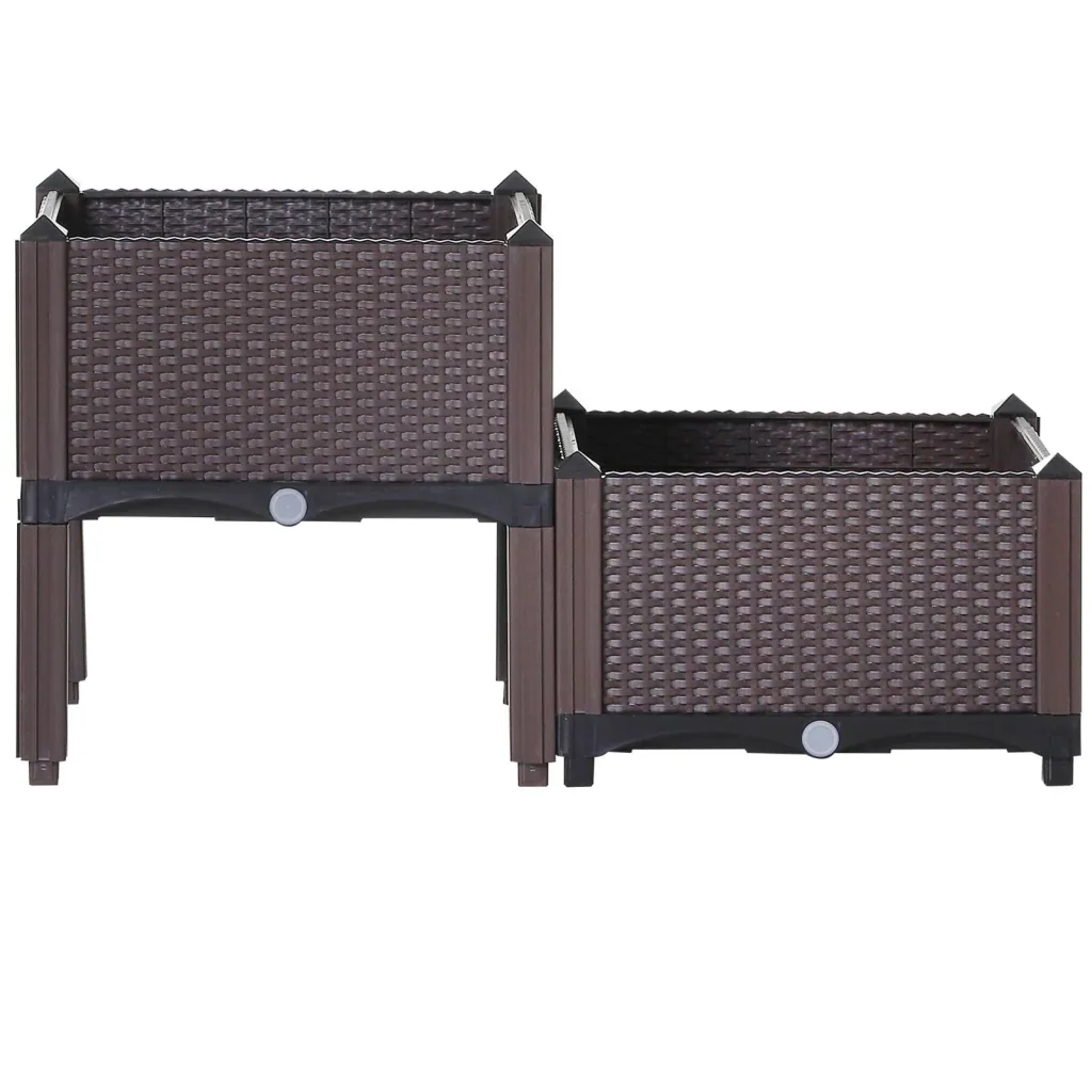 2-teiliges Hochbeet in Rattan-Optik