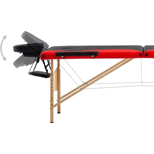 Klappbarer Massagetisch 3 Zonen Holz schwarz und rot