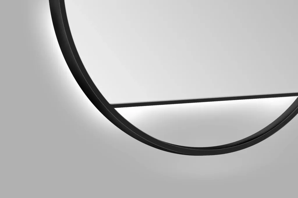 Dekorativer Wandspiegel "Black Hole" - Light indirekter LED Beleuchtung Ø 80 cm