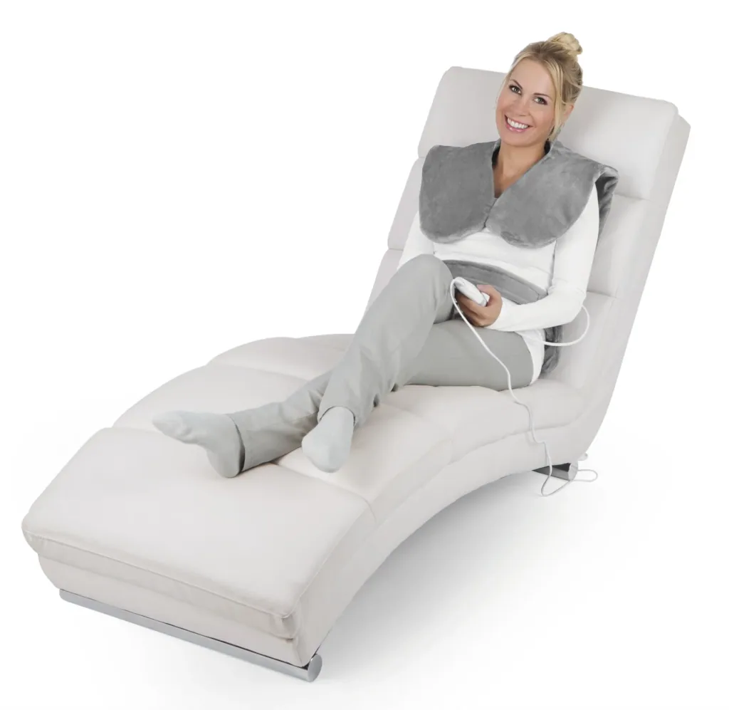 2 in 1 Heizdecke, Massagefunktion, 100 Watt, Grau
