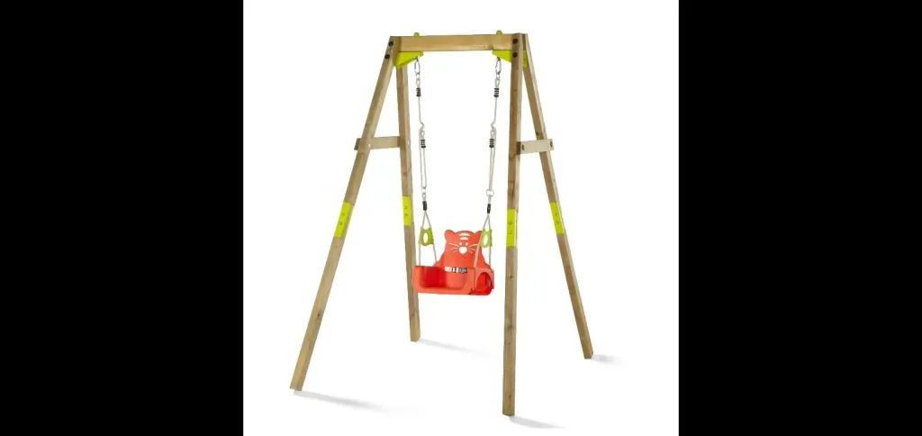 Mitwachsende Holzschaukel, Outdoor-Einzelschaukel für Babys und Kleinkinder, Schaukelseile höhenverstellbar, natur