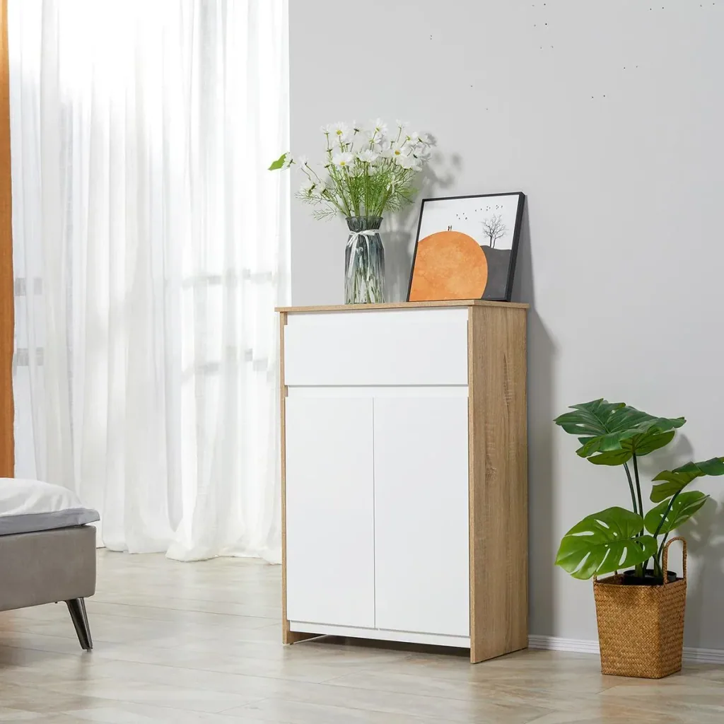 Badezimmerschrank Badkommode Küchenschrank Badregal Standschrank mit 2 Innenablagen und einer großen Schublade kippsiche