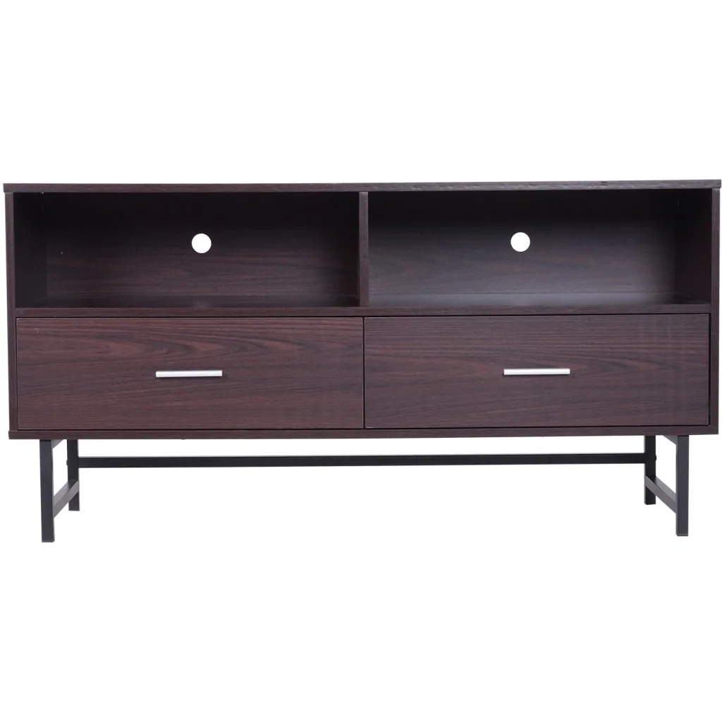 Fernsehtisch TV-kommode Unterschrank 2 x Schublade Holz Dunkelkaffee 120 x 39,5 x 60,5 cm