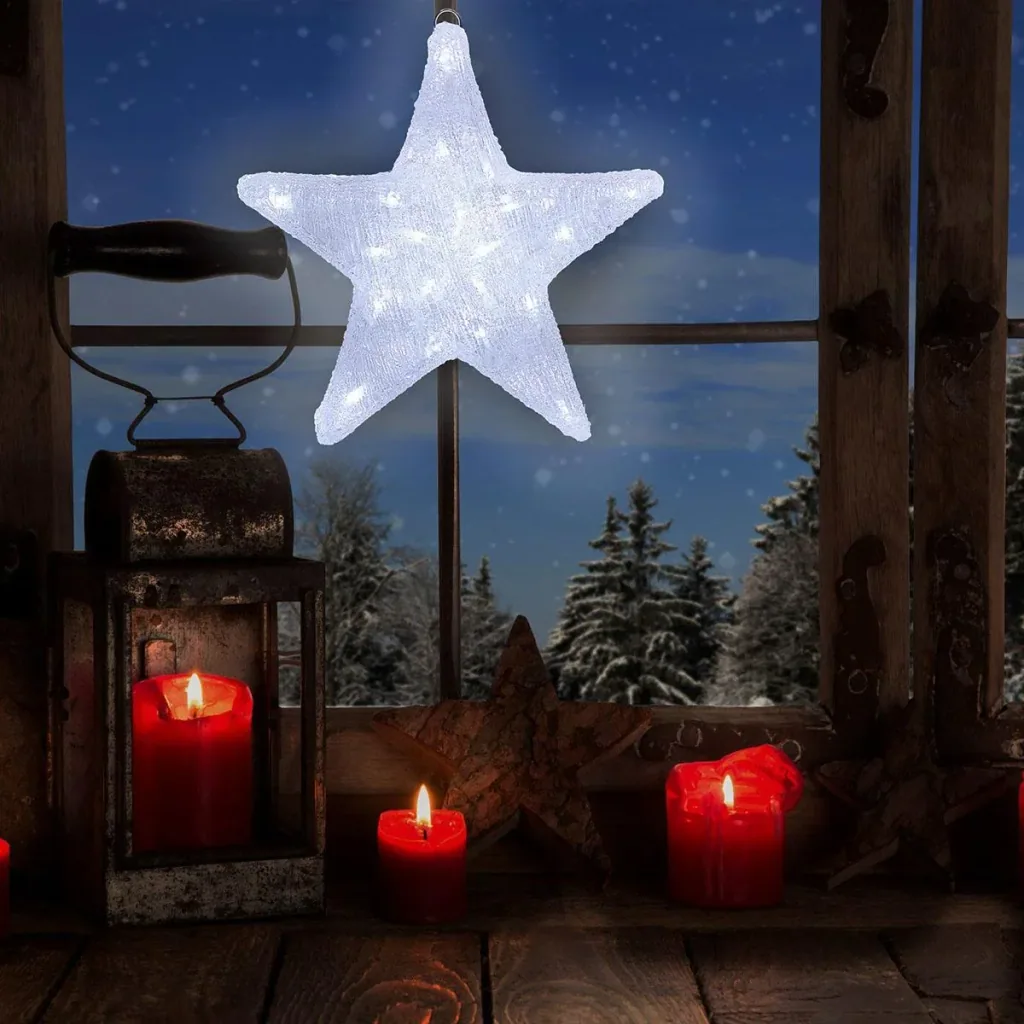 LED-Acryl-Weihnachtsstern | Hellweiß | 30 x 5 x 30 cm | Für den Innen- und Außenbereich