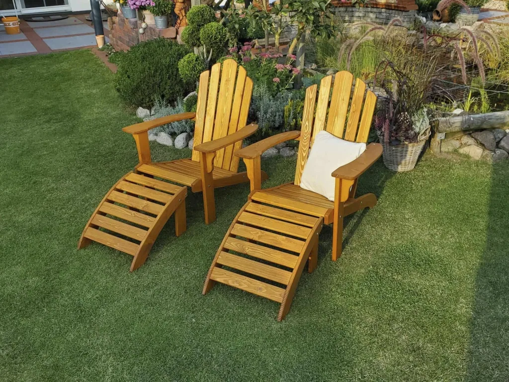 Set Deckchair mit Fußablage, honigbraun