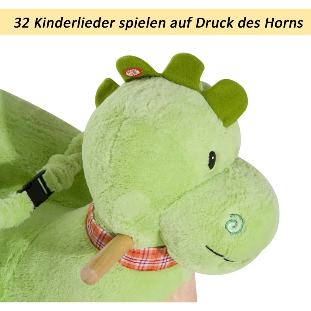 Schaukeltier Drache mit Rollen Musik