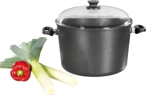 Kochtopf mit Glasdeckel, 28 cm, 15 cm hoch, 9,5 Liter