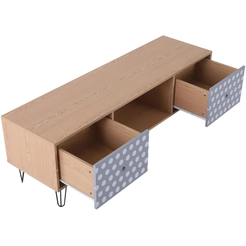 Fernsehtisch Fernsehschrank TV-Board Lowboard Retro-Stil mit Punktmuster Holz 140 x 40 x 44,5 cm