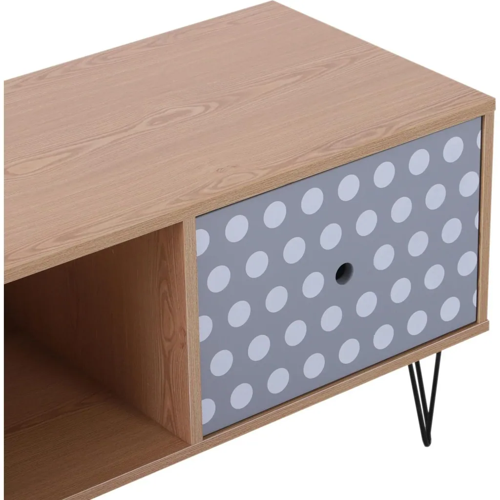 Fernsehtisch Fernsehschrank TV-Board Lowboard Retro-Stil mit Punktmuster Holz 140 x 40 x 44,5 cm