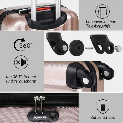 Hartschalenkoffer-Satz 4 Stück Baseline Ros" Beautycase/M/L/XL