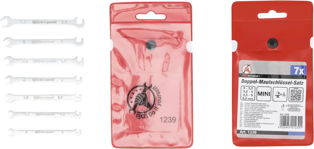 Doppel-Maulschlüssel-Set, Mini, 7-teilig