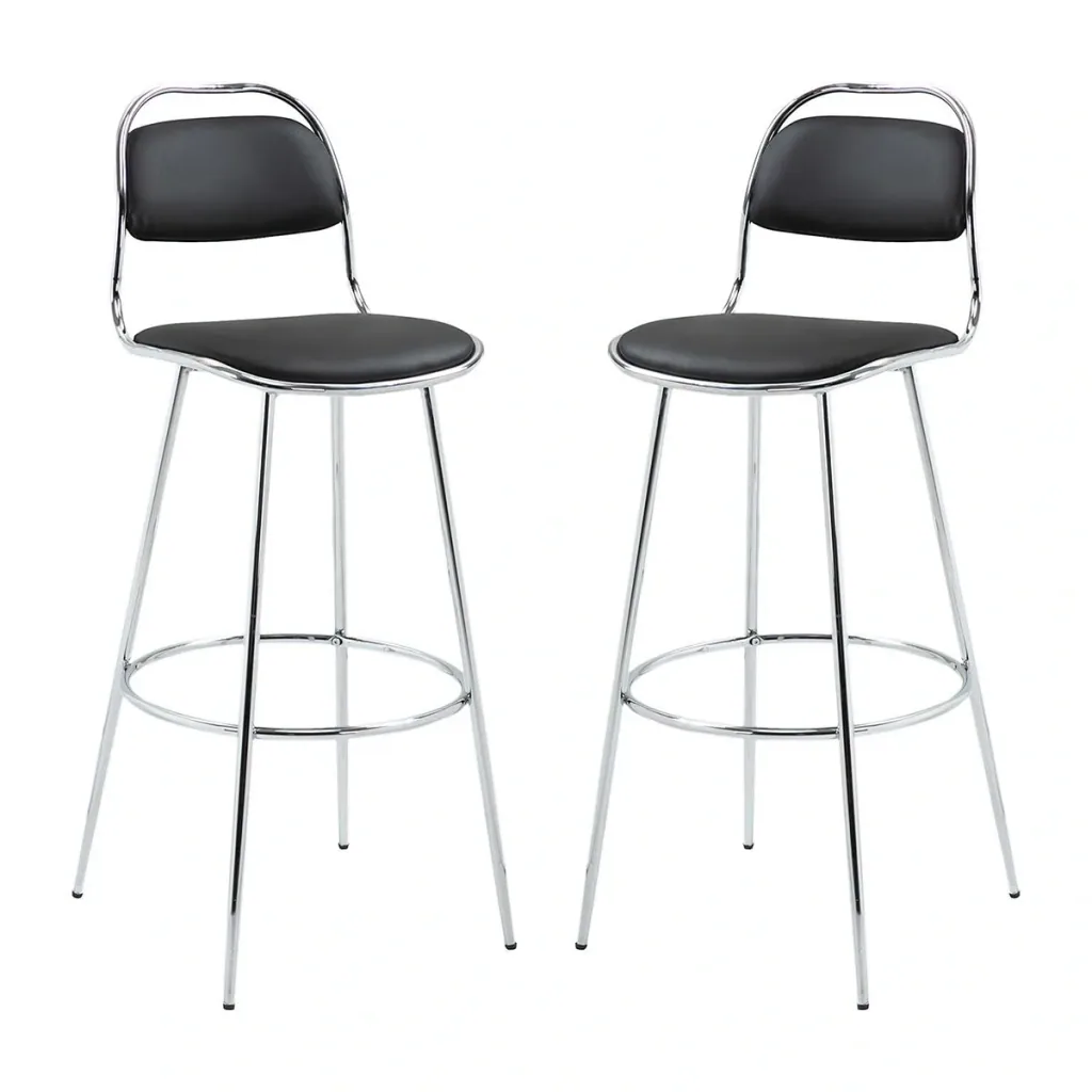 2-tlg. Barhocker Küchenhocker mit Rückenlehne Kunststoffstifte für Küche Esszimmer Metall PU Schaumstoff Schwarz 42,5 x