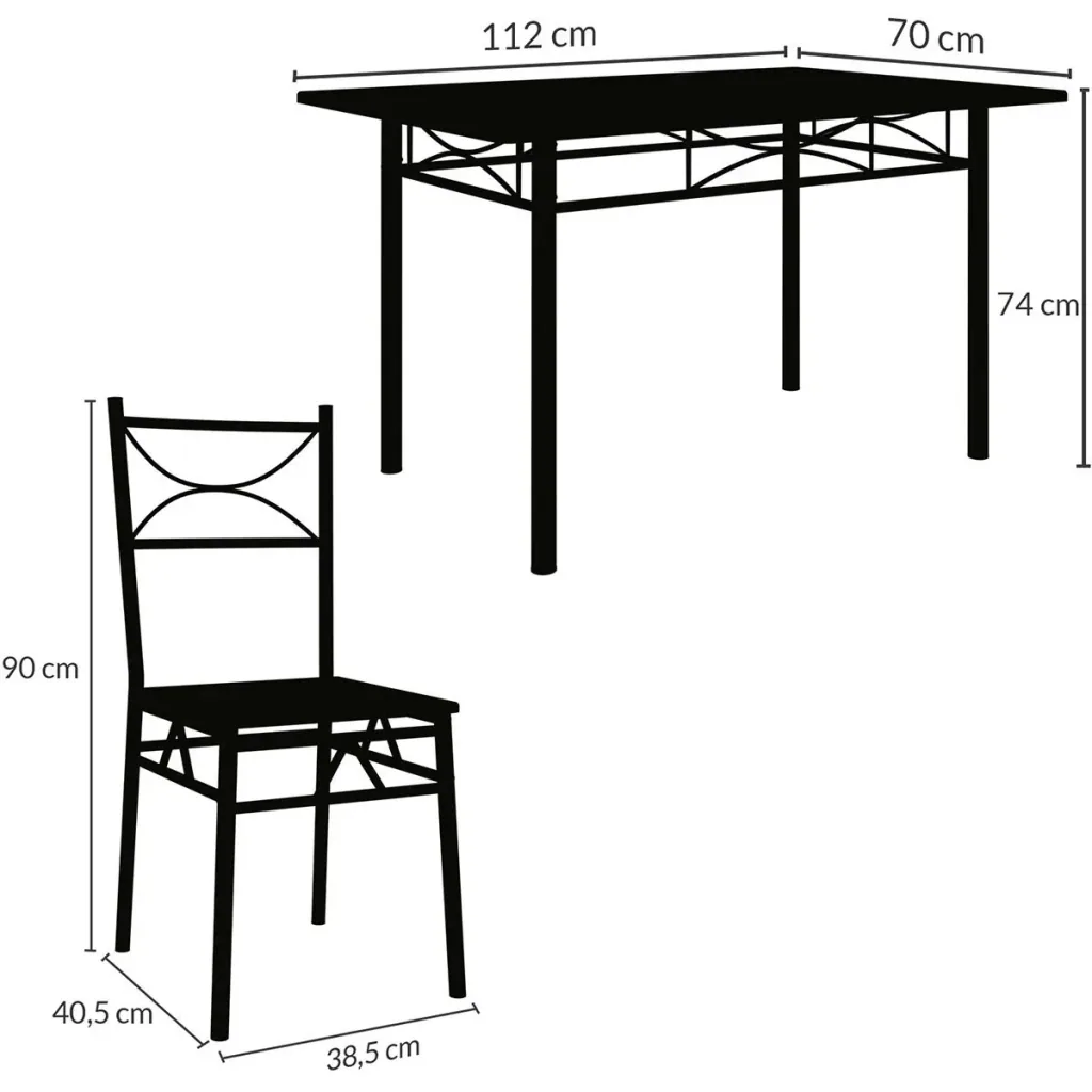 5-teiliges Möbelset - Esstisch + 4 Stühle - Weiß