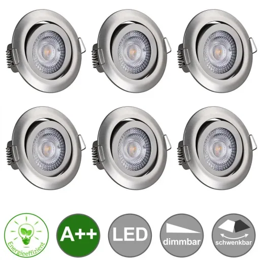 LED-Downlight Krog 6-teiliges Set Nickel