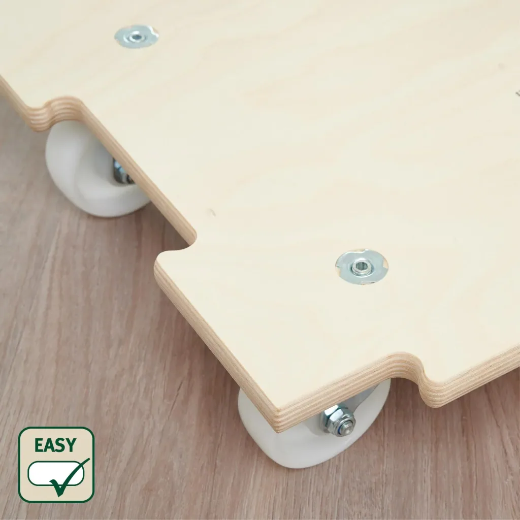 Transporthilfe MM 1382, 59 x 39 x 11 cm, kombinierbar, harte Rollen Ø 75 mm, Rollenlager, Birke FSC®, Tragkraft 250 kg