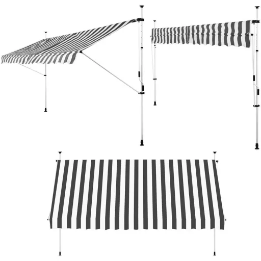 Klemmmarkise Weiß/Grau 200cm