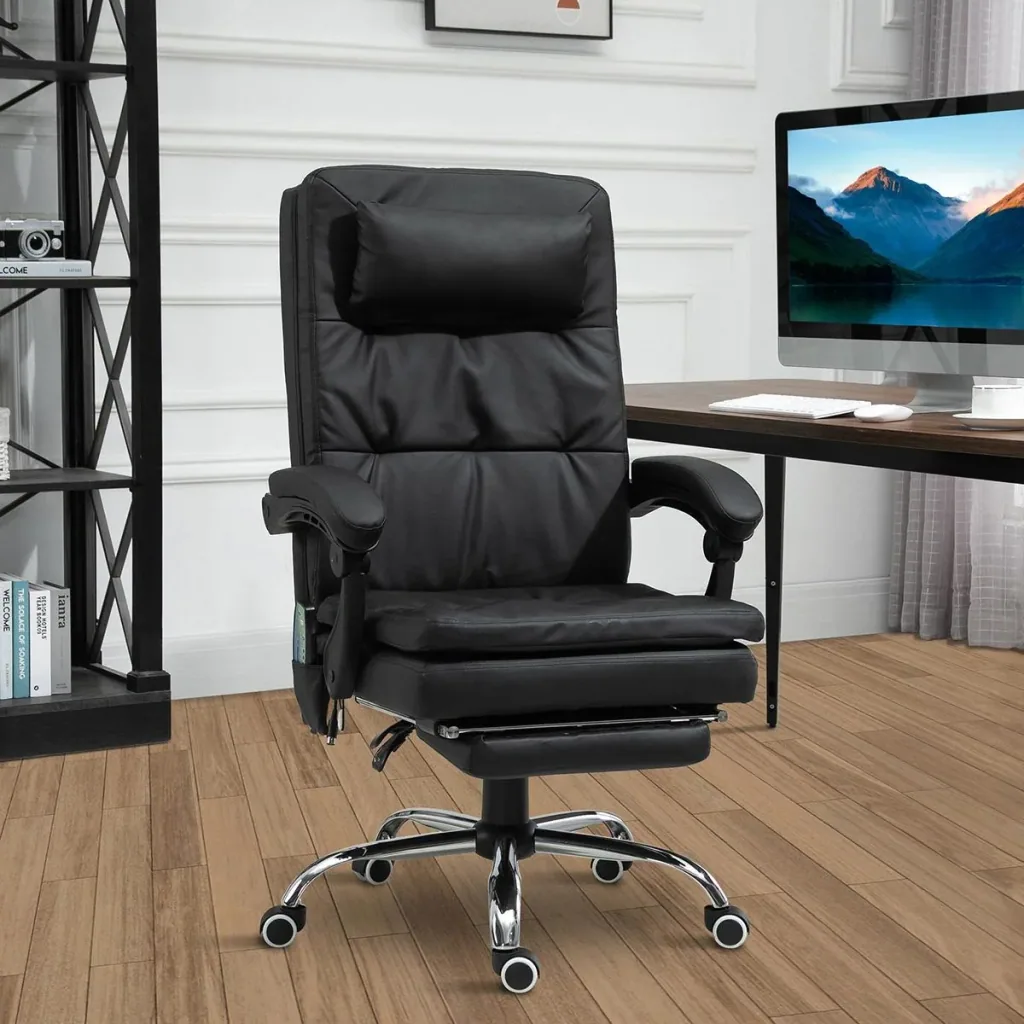 Massagesessel Chefsessel mit Massagefunktion 7 Vibrationsmassagepunkte höhenverstellbarer Drehstuhl Bürostuhl mit Fußstü