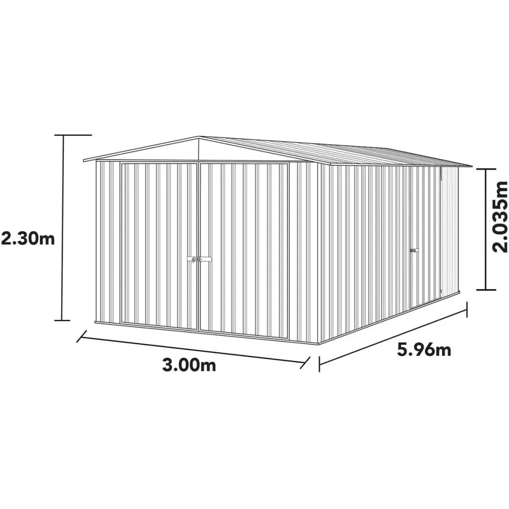 Absco Highlander PE3060HK - Metallgarage - 596x300x230 cm