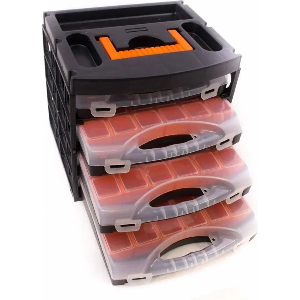 2x Aufbewahrungsbox mit 4 Sortimentsboxen - 31,3x27x29,7 cm