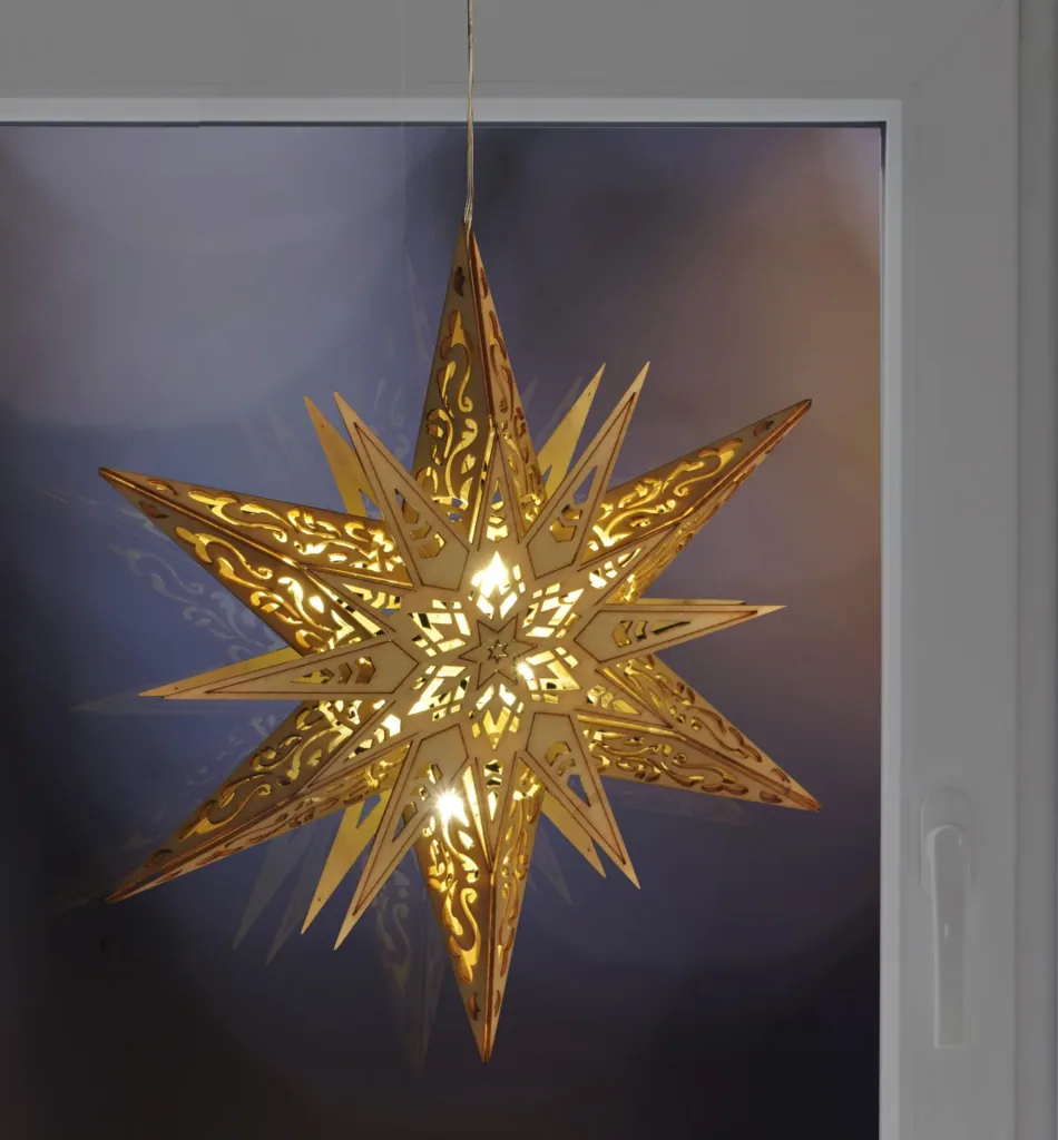 Weihnachtsdekostern mit 6 warmweißen LEDs