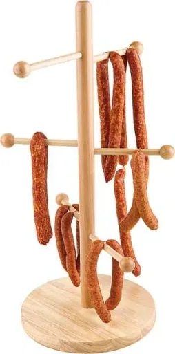 Brezel- oder Wurstständer - Verkaufsständer Buchen-Holz versiegelt, Fuß Ø 22 cm, Höhe 50cm