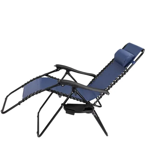 Zusammenklappbarer Gartenstuhl mit Rückenlehne und Becherhalter - 165cm - max 120 kg