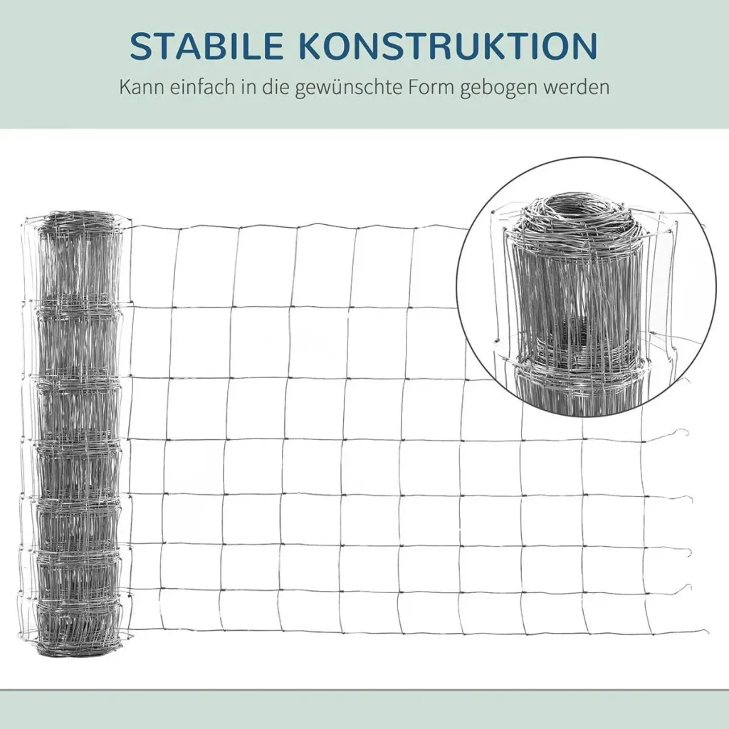 Maschendraht Drahtgitter Gartenzaun 52 x 1 m Volierendraht Drahtzaun Rolle Masche stark Stahl Silber