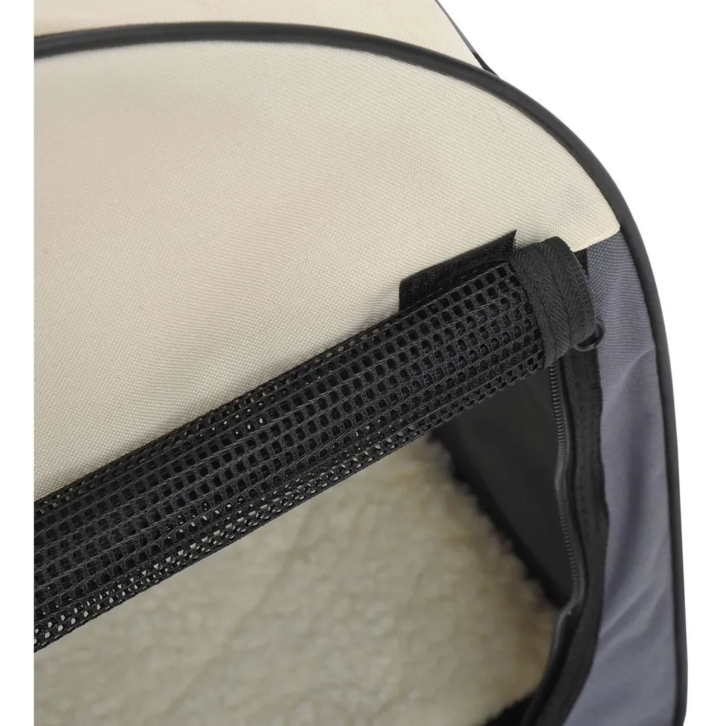 Hundetransportbox, faltbar, Größe L - 70x51x59 cm, dunkelgrau-creme