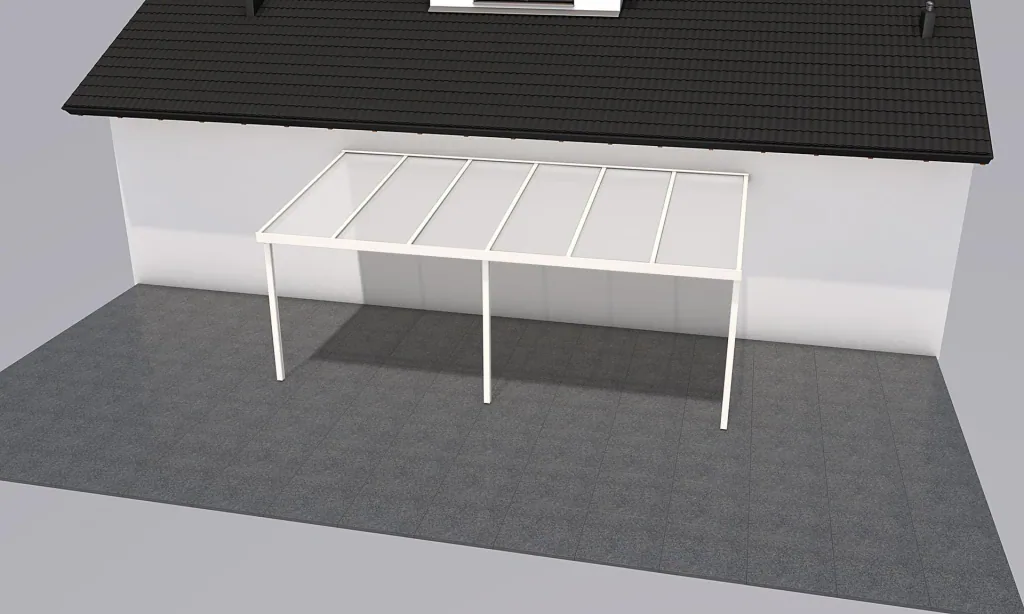 Terrassendach Premium, weiß, 6110 x 3060 mm - Polycarbonat Stegplatten 16 mm, opal