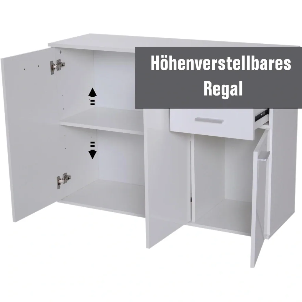 Kommode Standschrank Sideboard Schubladenkommode Beistellschrank verstellbar Fach mit 2 Schubladen 106 x 35 x 76 cm
