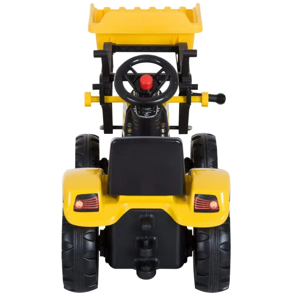 Tretauto Traktor mit Fontlader ab 3 Jahre Schwarz+Gelb