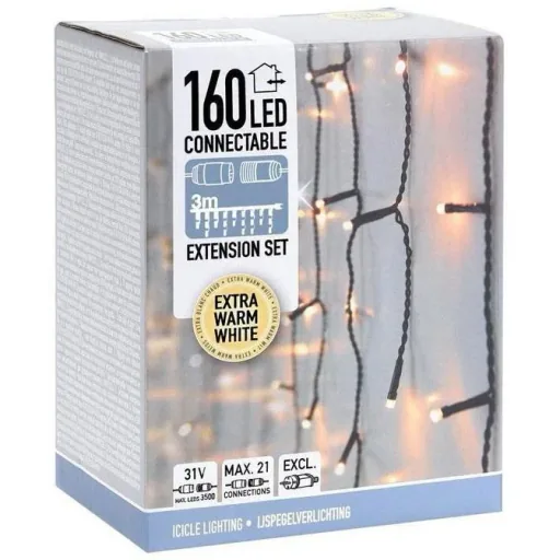 Weihnachtsbeleuchtung SET of 2 - Verkettbar - 160 LED - 3 Meter - Warm White - exkl. Adapter