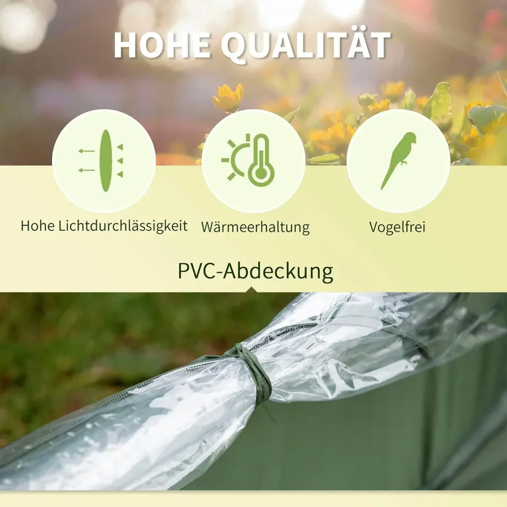 Pop-Up Gewächshaus mit 4 Reißverschlusstüren Treibhaus Tomatenhaus Frühbeet Stahl PVC Transparent 250 x 125 x 135 cm