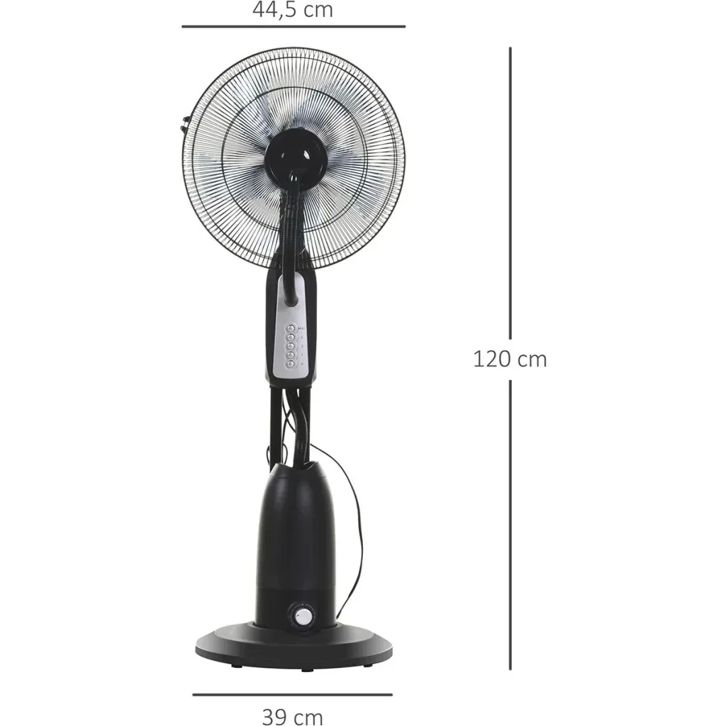 Standventilator mit Wasserzerstäuber schwarz/silber