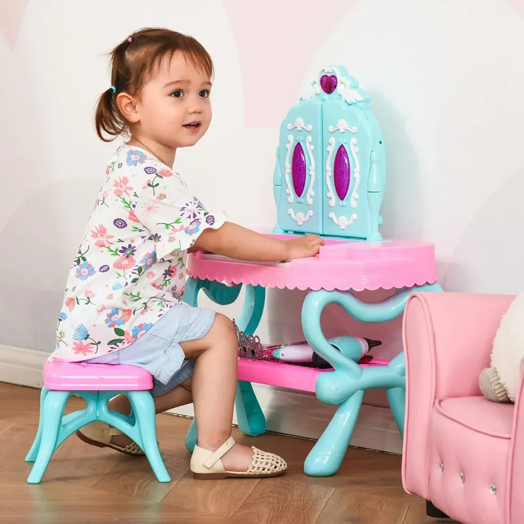 2 in 1 Kinderschminktisch mit Hock