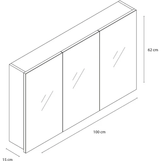 Concept Spiegelschrank 100cm schwartz fsc