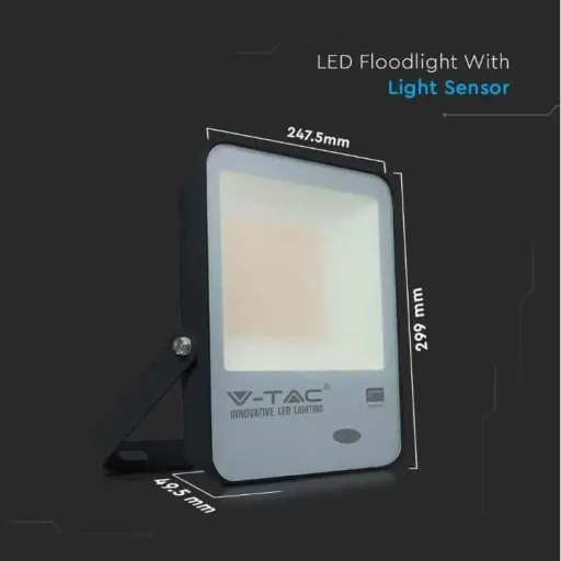 VT-117S LED-Scheinwerfer mit Tag/Nacht-Sensor - 100 W - 10000 Lm - 3000K - schwarz