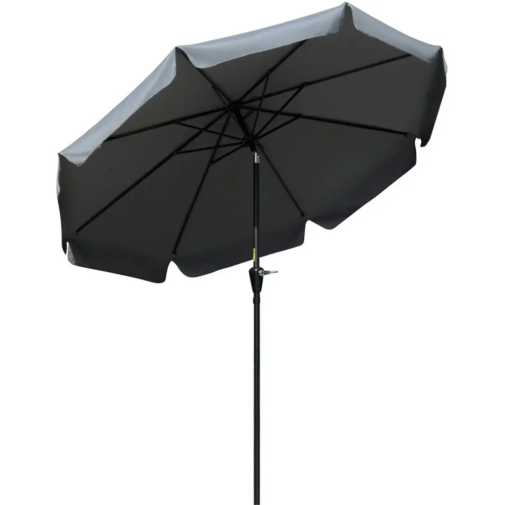 Garten Sonnenschirm Ø2,66 m UV-Schutz 50+ Garten Sonnenschirm 8 Rippen Verstellbar Dunkelgrau