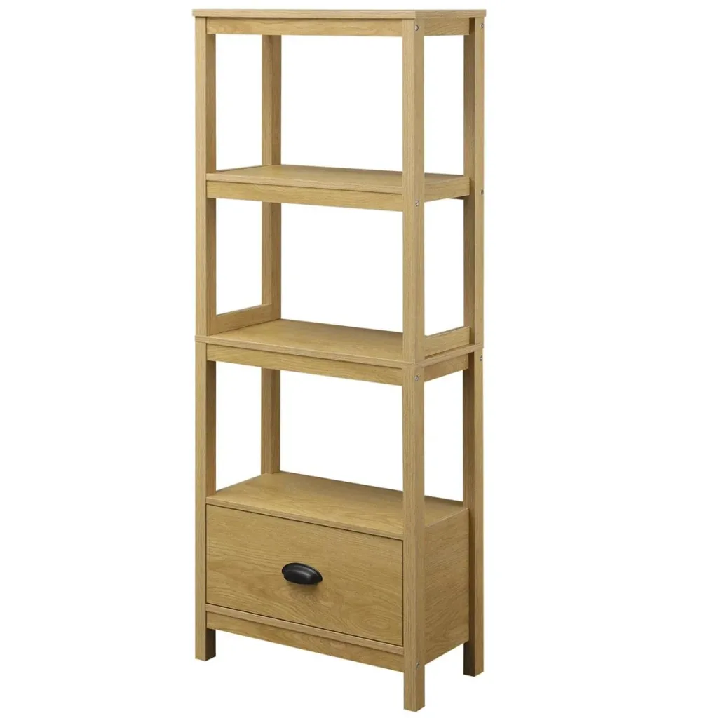 Strandregal Bücherregal 3-stufiges mit Schublade Büroregal Lagerregal Aktenregal Küchenregal MDF Eiche 60 x 30 x 150 cm