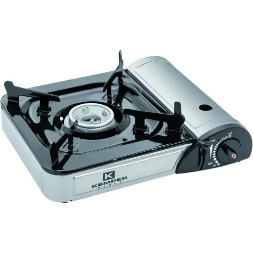 Tragbarer Gasherd - Gasgrill mit Kochfeld und 2 Gasflaschen - 2200W - 33x29x8 cm