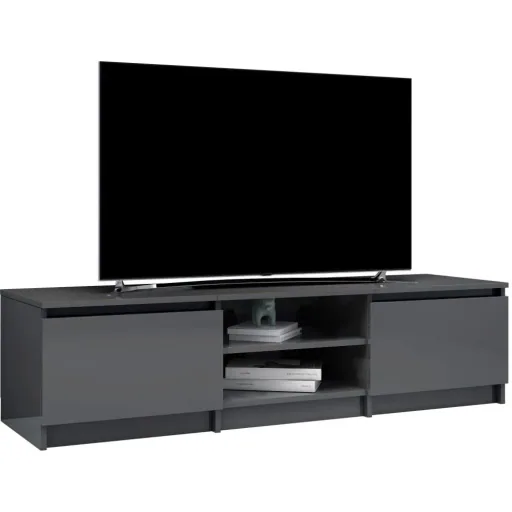TV-Schrank 140x40x35,5 cm Spanplatte Hochglanz grau