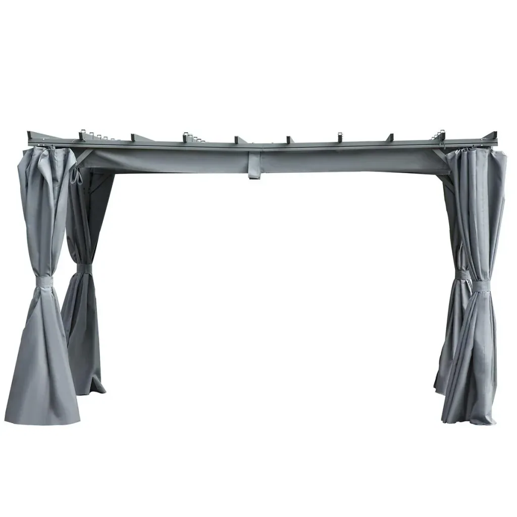 Pergola-Pavillion mit einstellbarem Stoffdach witterungsbeständig wasserabweisend Sonnenschutz Polyester Stahl Grau 3,6